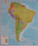 Planisfero 101-America Sud carta murale politica cm 140x100